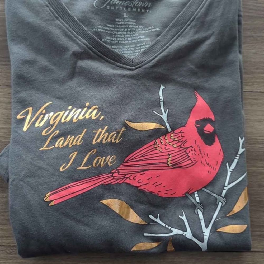 Gray Cardinal Long Sleeve Tee Jamestown Virginia Large